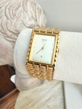 VTG Citizen Gold Tone Rectangular Dress Watch